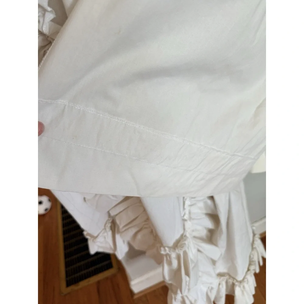 PAIR (2 PANELS) Off White Curtains Ruffle Edge 84